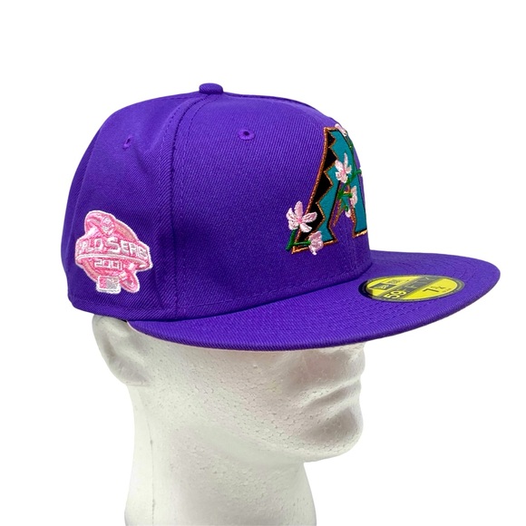 New Era Arizona Diamondbacks Side Patch Bloom 59FIFTY Fitted Purple Pink Cap Hat - Picture 1 of 8